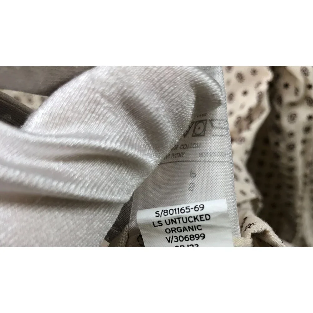 Banana Republic Untucked Fit Shirt Mens S Ivory Paisley Print Long‎ Sleeve